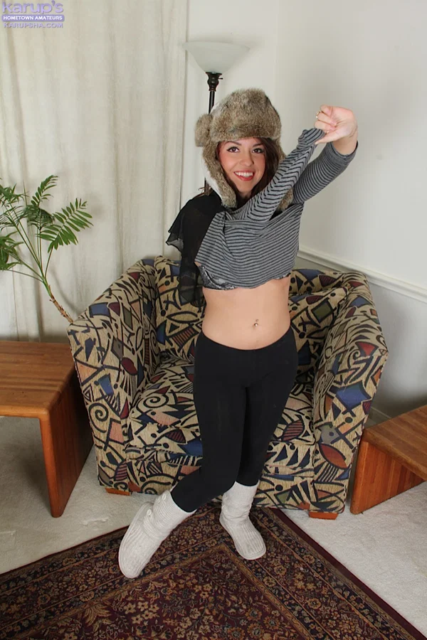 Petite babe Alina Garcia playing with tits and masturbating  - Teen, Amateur, Boots, Babe, Spreading, Solo, Shaved, Big Tits, PAWG, Clothed  - Photo 4