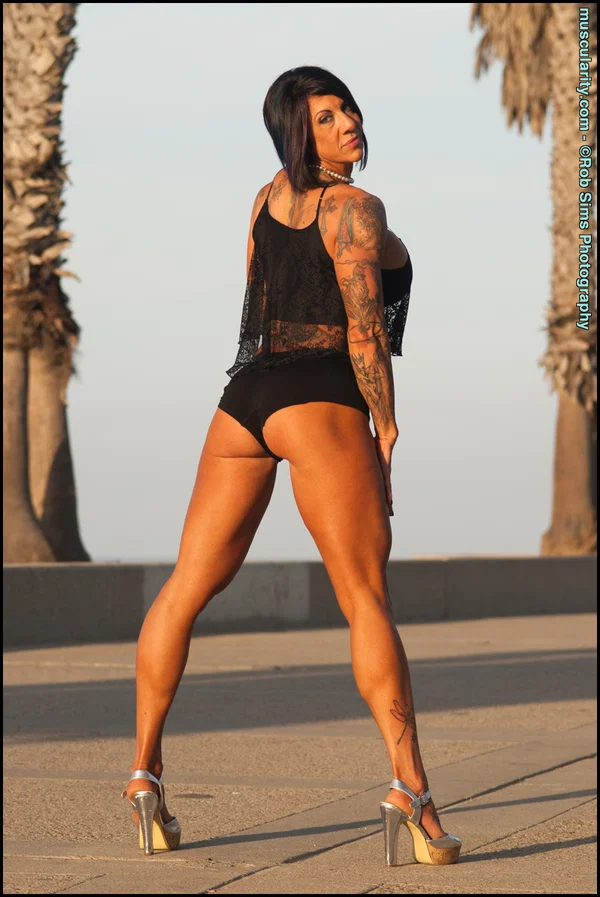 Bodybuilder Tara Rickert models in heels at an oceanside park  - Sports, Public, Bikini, Tattoo, PAWG, Ass, Beautiful, Big Tits, Fake Tits, Babe  - Photo 9