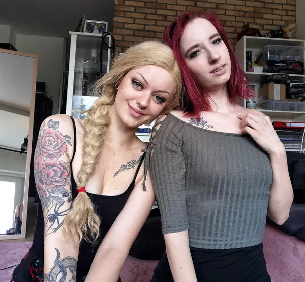 Ersties performed by Elena, Nympha Sex Pics  - Selfie, Redhead, Lesbian, Amateur, Humping, Blindfold, Panties, Tattoo, British, Upskirt  - Photo 2