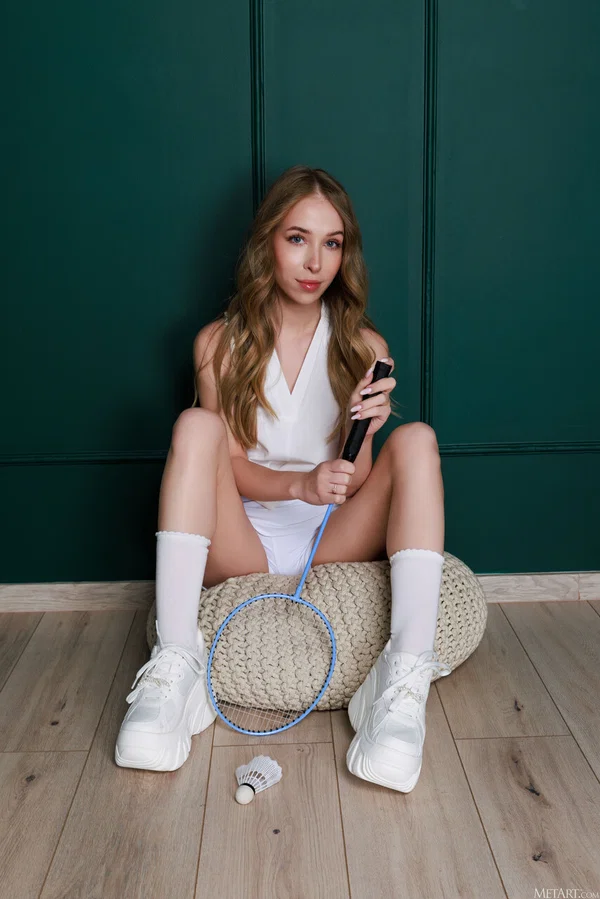 Adorable teen Nata Ocean gets naked in socks and sneakers with a racquet in hand  - Teen, Beautiful, Model, Babe, Glamour, Solo, Feet, Cute, Non Nude, Pussy  - Photo 4