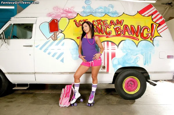 Brunette teen Ashli Orion seduces an ice-cream truck driver and fucks his dick  - Public, Petite, Shorts, Socks, Amateur, Hardcore, Reality, Pigtails, Non Nude, Natural Tits  - Photo 6