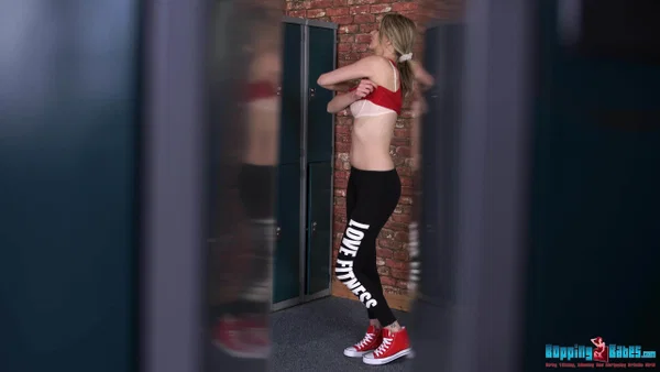 Blonde girl with a tight ass Leah gets naked while being spied upon  - Voyeur, Amateur, Blonde, Ass, Tattoo, Undressing, Clothed, Tiny Tits, PAWG, Panties  - Photo 4