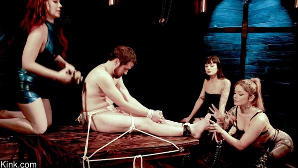White girls peg a restrained male slave during kinky bondage play  - Pegging, Perfect, Bondage, Latina, MILF, Redhead, Petite, Strapon, BDSM, High Heels  - Photo 5