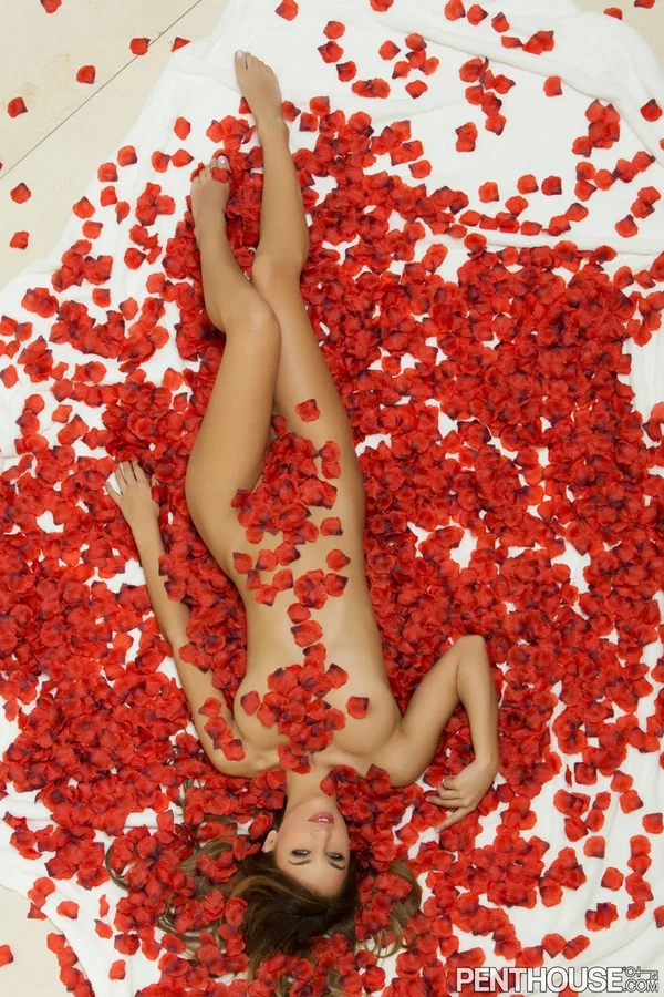 Sexy caucasian babe Uma Jolie rubs her bald vagina in a pile of red roses  - Centerfold, Teen, Natural Tits, Beautiful, Spreading, Big Clit, Tiny Tits, Pornstar, Ass, Asshole  - Photo 1