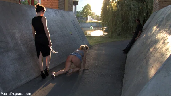 Big titted blonde has her asshole penetrated while restrained in public  - Public, MILF, Groupsex, Bondage, Dildo, BDSM, Outdoor, Blonde, Big Tits, Ass  - Photo 8