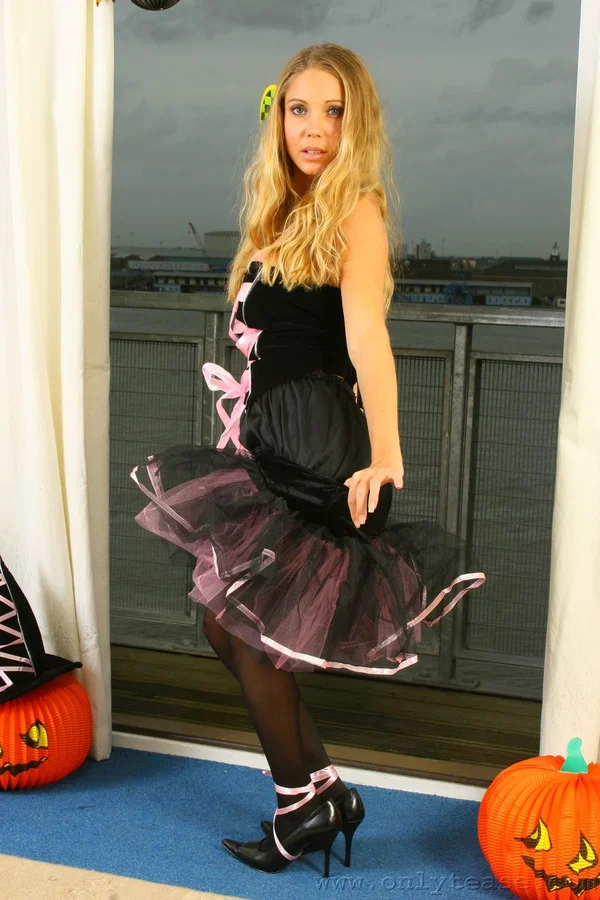 Chick in witch costume Brooke W teases with her big tits in black stockings  - Stockings, Non Nude, Babe, Beautiful, Solo, Legs, Big Tits  - Photo 10