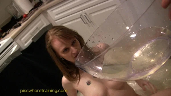 Naked girl Natalia is subjected to being doused in her own piss  - Pissing, Fetish, Face, Nipples, Kitchen, Tiny Tits, Wet, Tattoo, Piercing, Close Up  - Photo 11