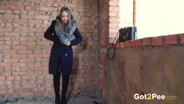 Distressed girl squats for an outdoor piss while wearing a heavy winter coat  - Pissing, Boots, Jeans, Outdoor, Pussy, Non Nude, Undressing, Babe, Beautiful, Solo  - Photo 13