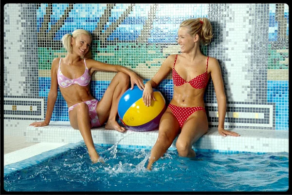 Petite teen lesbians Sophie and Jana cuddle and play with a long sex toy  - Bikini, Wet, Pool, Lesbian, Spreading, Teen, Amateur, Pussy, Petite, Tiny Tits  - Photo 5