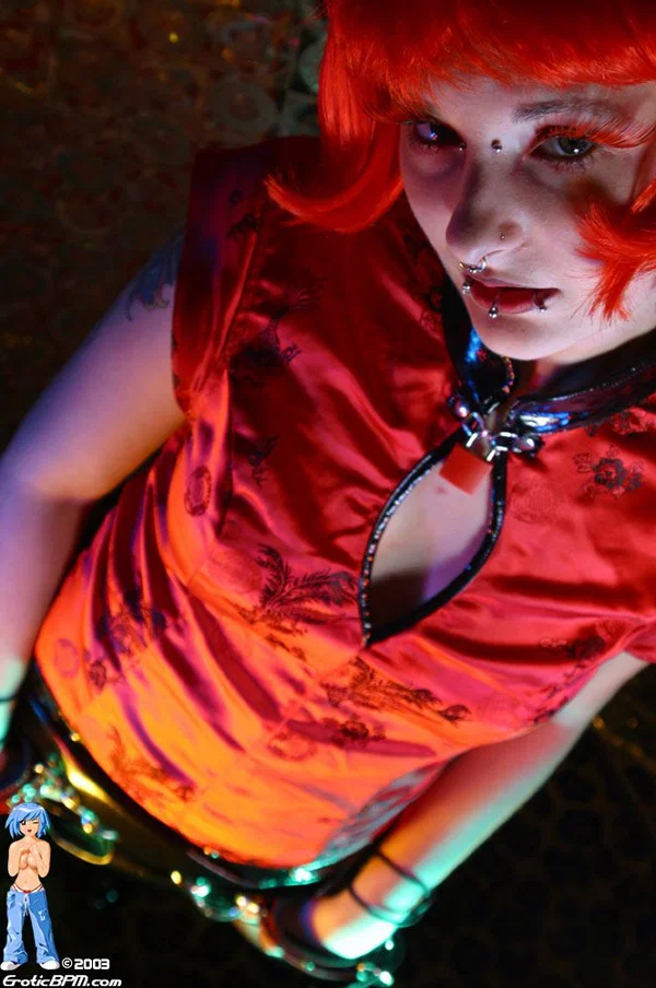 Solo girl with dyed hair and piercings gets naked on her home webcam  - Piercing, Redhead, Fetish, Tiny Tits, Babe, Clothed, Nipples, Hairy, Spreading, Beautiful  - Photo 1