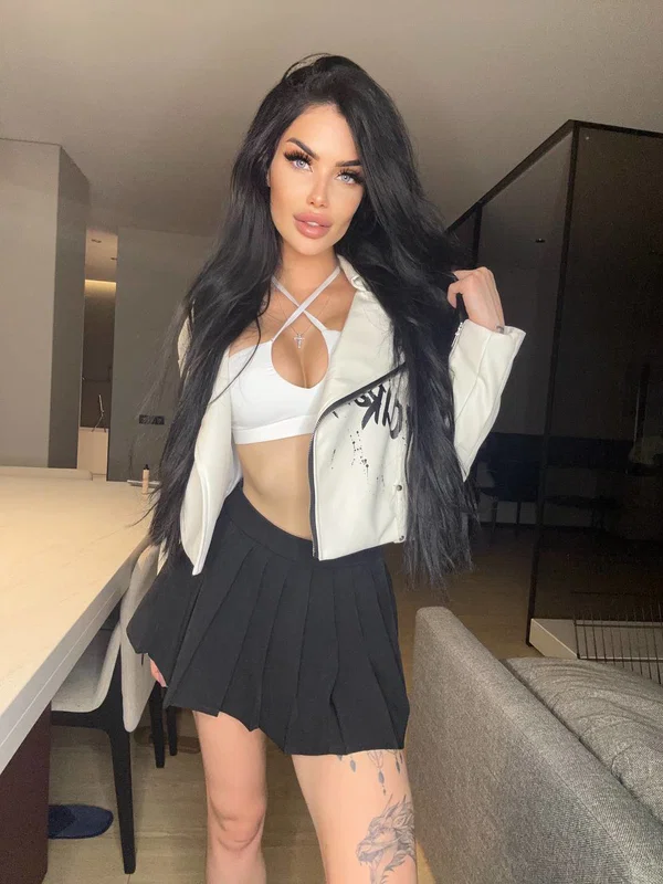 Tattooed cam girl Sophia shows her fake tits and big booty as well  - Perfect, Ass, Amateur, Legs, Tattoo, Beautiful, Brunette, Babe, Skirt, Glamour  - Photo 3