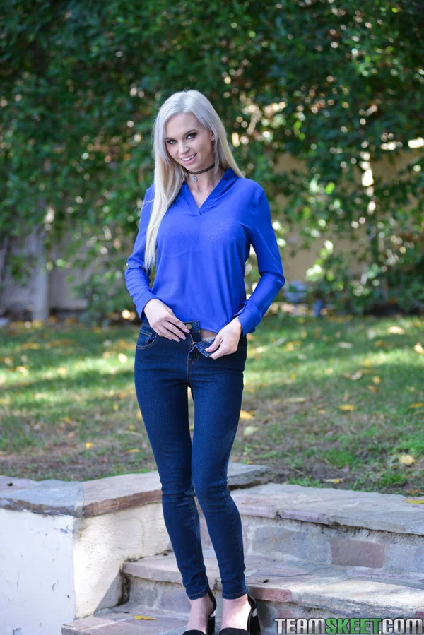 Petite stepdaughter with big fake tits Astrid Star shows her body outdoors  - Cougar, Old Young, Skinny, MILF, Blonde, Family, Outdoor, Teen, Pussy, Cute  - Photo 4