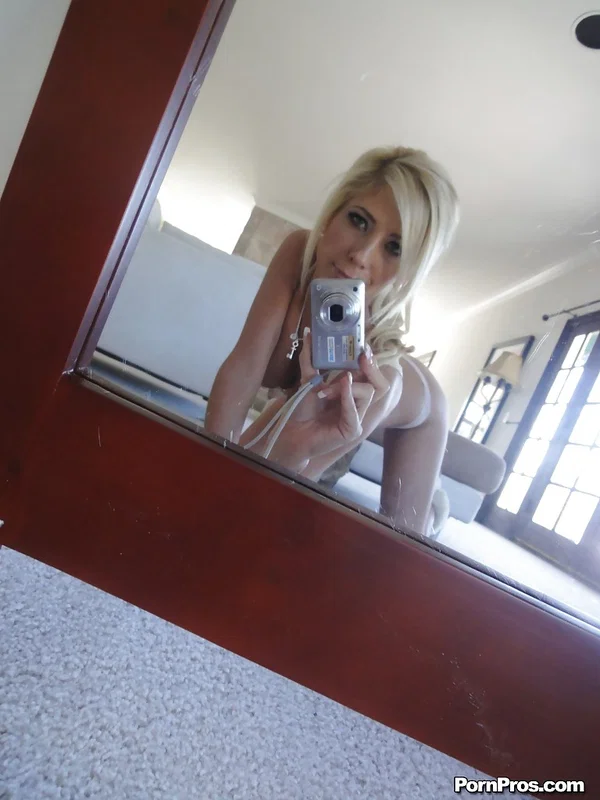 Blonde female Tasha Reign taking mirror self shots while removing her clothes  - Selfie, Girlfriend, Blonde, Panties, Big Tits, Lingerie, Babe, Boots, Beautiful, Ass  - Photo 9