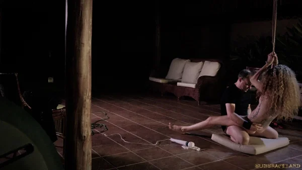 Suspended save girl Monique finger fucked and whipped to please her master  - Photo 9