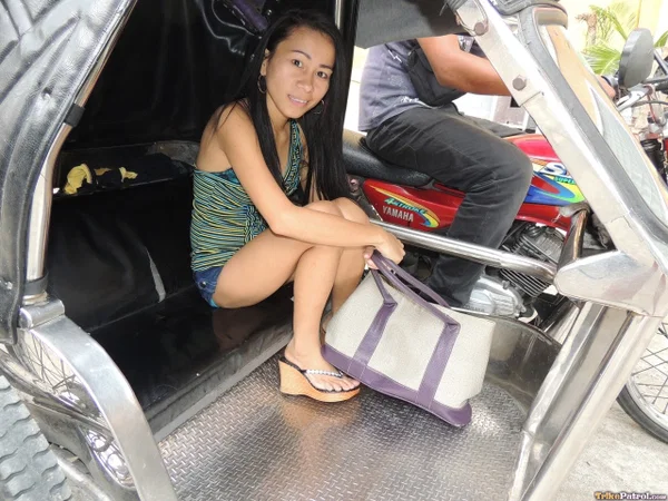Thin Filipina girl strips naked before bareback fucking a sex tourist  - Asian, Skinny, Cum In Pussy, Amateur, Blowjob, Clothed, Creampie, Ass Fucking, Close Up, Brunette  - Photo 1
