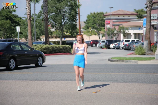 Ginger cutie with small boobs Alex Tanner eats her ice cream outdoors  - Redhead, Petite, Bikini, Sexy, Teen, Outdoor, Pornstar, Glasses, Cute, Non Nude  - Photo 3