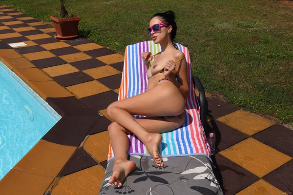 ALS Scan performed by Alyssa Bounty Nude Images  - Natural Tits, Bikini, Teen, Pussy, Pool, Amateur, Outdoor, Undressing, Shaved, Tiny Tits  - Photo 6