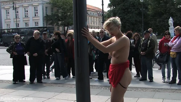 Curvy mom Kitty shamelessly posing buck naked for a crowd of people in public  - Hairy, Mom, BDSM, Public, Bondage, Blonde, Outdoor, Short Hair, Feet, White  - Photo 15