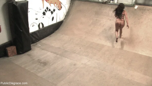 Salma de Nora is tied up and masturbated while a skateboarder watches  - Bondage, BDSM, Brunette, Blowjob, Short Hair, Spreading, Public  - Photo 8