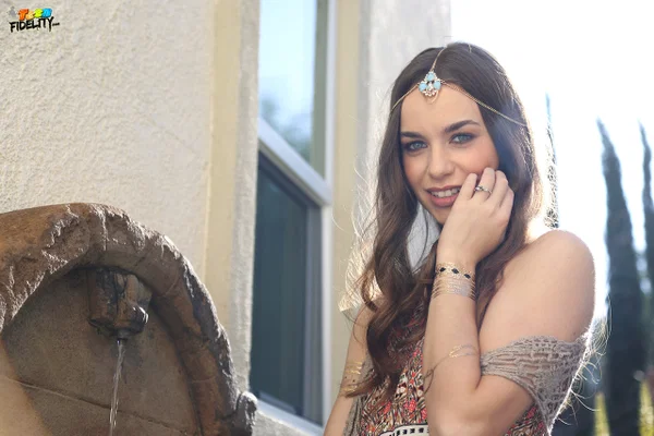 Bohemian brunette beauty Tali Dova poses in her hippy gown in the garden  - Clothed, Outdoor, Dress, Non Nude, Skirt, Beautiful, Brunette, Solo, Babe  - Photo 5