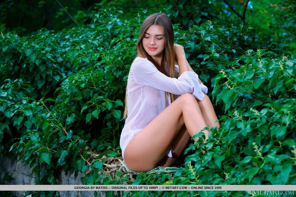 Sweet teen Georgia slips off her blouse to pose bare naked in a garden  - Spreading, Pussy, Shaved, Teen, Outdoor, Ass, Feet, Model, Tiny Tits, Skinny  - Photo 2