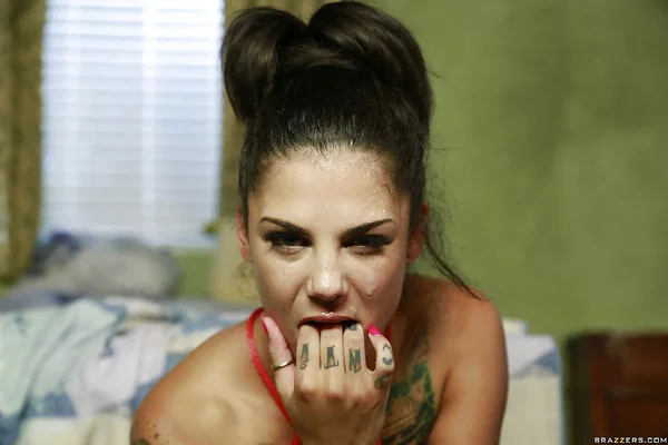 Brunette teen Bonnie Rotten dose blowjob to her mans big cock  - Teen, Facial, Tattoo, Cumshot, Brunette, Blowjob, Big Tits, Big Cock, Face, Ass  - Photo 16