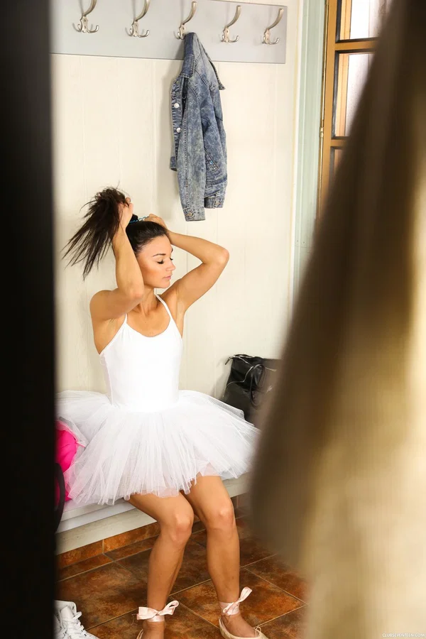 Horny ballerina Keira toys her shaved pussy with a dildo while being spied on  - Ballerina, Undressing, European, Sexy, Upskirt, Dress, Skirt, Tiny Tits, Masturbation, Dildo  - Photo 6
