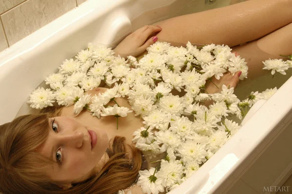 Nice teen with a phat ass shows her bald twat while taking a bath in flowers  - Bath, Face, Wet, Big Tits, Spreading, Pretty, Pussy, Model, Feet, Skinny  - Photo 7