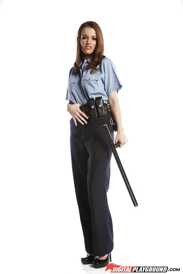 Babe Raven Alexis undresses her police uniform to show you her boobies  - Police, Legs, Uniform, Babe, Big Tits, Lingerie, Undressing, High Heels, Beautiful, Panties  - Photo 1