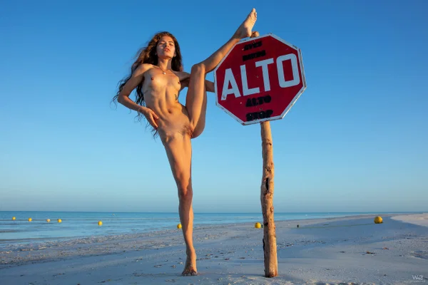 Slender Latina Irene Rouse shows her flexibility while posing naked on a beach  - Flexible, Beach, Colombian, Latina, Teen, Outdoor, Tiny Tits, Beautiful, Brunette, Skinny  - Photo 20