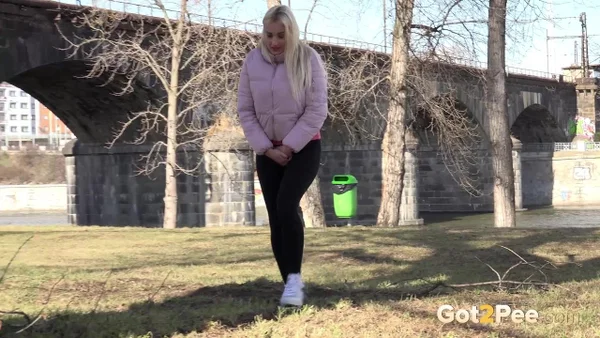 Short taken Daisy Lee forced to drop her pants and pee outside on a chilly day  - Pissing, Pussy, Spreading, Blonde, Outdoor, Babe, European, Teen, Shaved, Close Up  - Photo 1