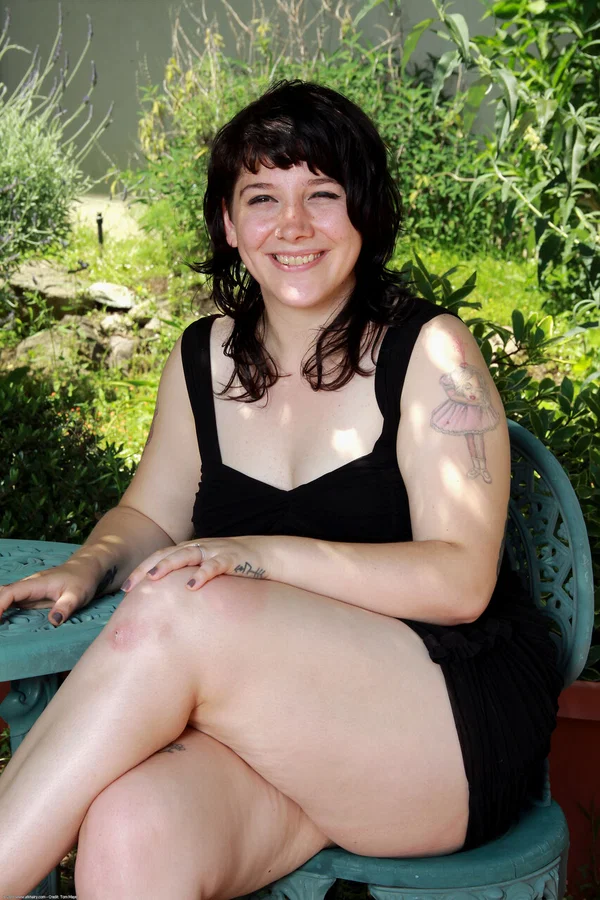Cute young girl bares her hairy pussy on patio furniture in black heels  - Hairy, Teen, Amateur, Cute, Pussy, Outdoor, Spreading, Non Nude  - Photo 1