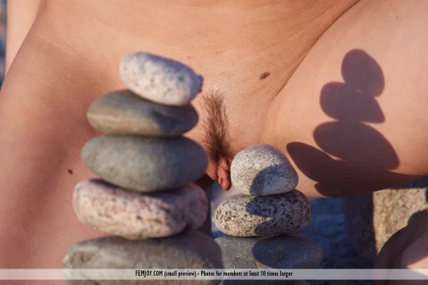 Natural redhead Leila gets totally naked after dry stacking rocks on a boulder  - Hairy, Redhead, Tiny Tits, Babe, Ass, Close Up, Pussy, PAWG, Solo, Beautiful  - Photo 13