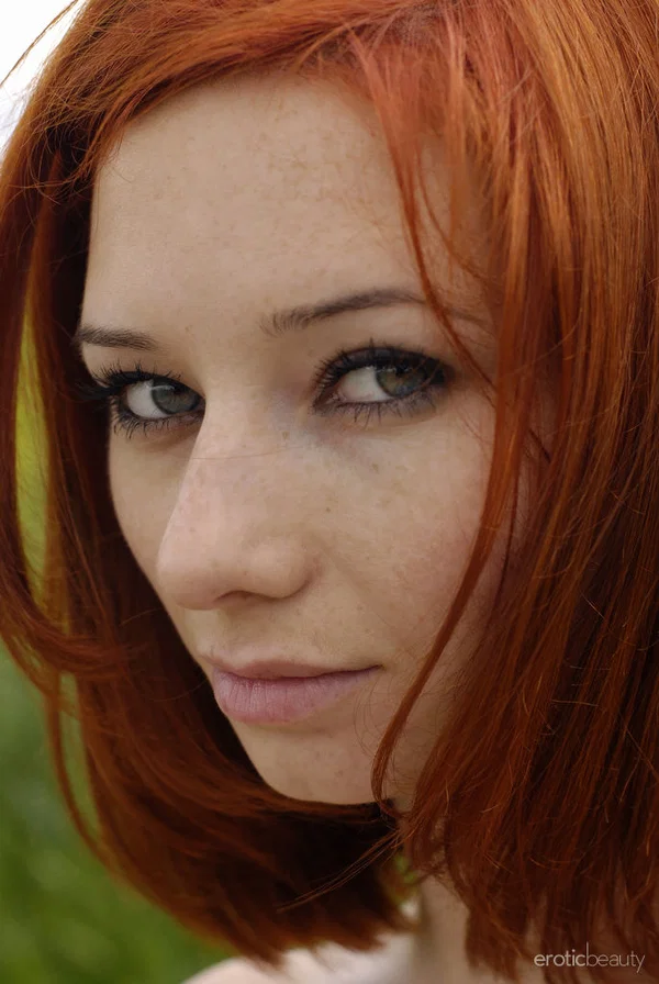 Redheaded teen Elis B models totally naked in front of a field of crops  - Face, Redhead, Tiny Tits, Teen, Beautiful, Outdoor, Shaved, Model, Ass, Legs  - Photo 6