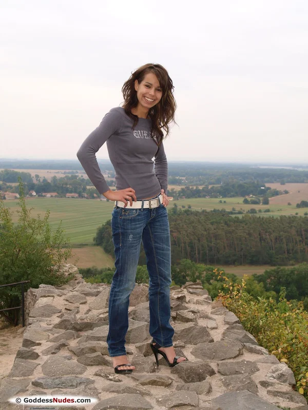 Goddess Nudes performed by Sylvia Naked XXX  - Outdoor, Skinny, Teen, Pussy, Tiny Tits, Clothed, Asshole, Cute, Jeans, Spreading  - Photo 1