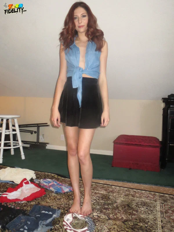 Sexy redhead doll Ashlyn Molloy poses in solo action and shows tiny boobs  - Glasses, Teen, Redhead, Tiny Tits, Upskirt, Skinny, Undressing, Kissing, Natural Tits, Skirt  - Photo 17