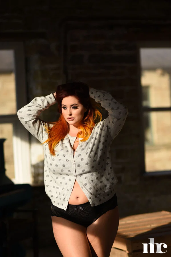 Thick model Lucy Vixen strips to her lace panties & exposes her huge tits  - BBW, Thick, Curvy, Big Tits, Chubby, Perfect, Natural Tits, Redhead, Panties, Lingerie  - Photo 2