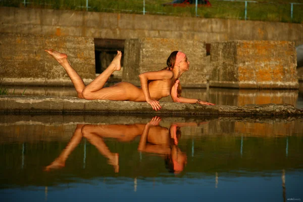Naked teen models near a canal with her hair in braided pigtails  - Teen, Outdoor, Beautiful, Tiny Tits, Babe, Amateur, Solo, Ass, Spreading, Pussy  - Photo 16