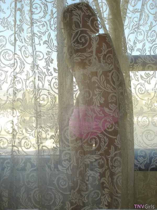 Gorgeous blonde Callie posing in her sexy lingerie by the window  - Lingerie, Panties, Teen, Ass, Armpit, Cute, Babe, Beautiful, Solo, Legs  - Photo 5