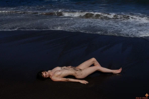 Dark haired beauty Liana gets completely naked on a volcanic beach  - Beach, Beautiful, Outdoor, Wet, Solo, Legs, Spreading, Undressing, Ass, Asshole  - Photo 13