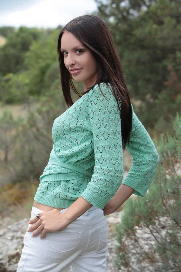 Long legged teen girl slips off white pants to pose nude in the outdoors  - Asshole, Teen, Tiny Tits, Petite, Pussy, Outdoor, Undressing, Spreading, Jeans, Ass  - Photo 2