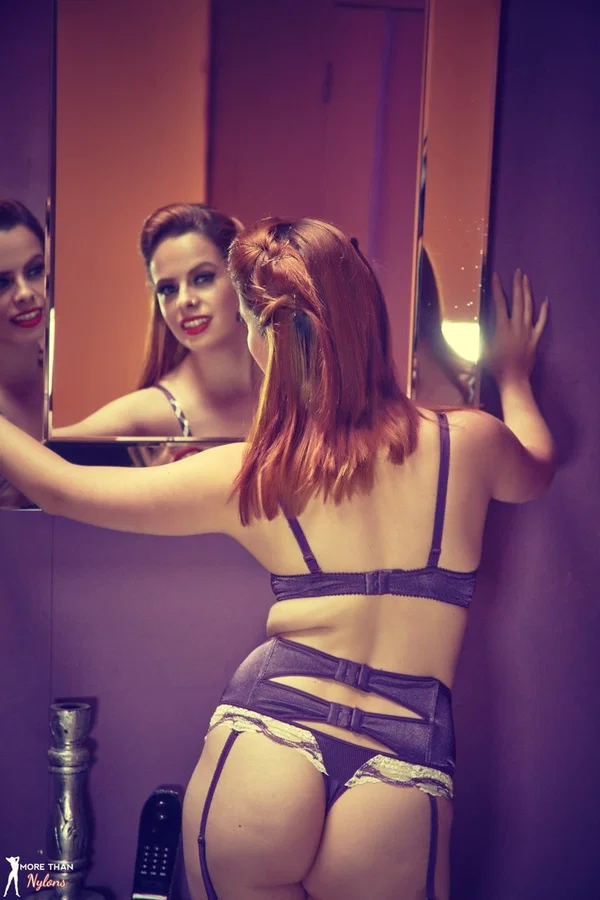 British redhead Tiffany Naylor gets butt naked during a solo performance  - MILF, Beautiful, British, Ass, Lingerie, PAWG, Redhead, Tiny Tits, Stockings, High Heels  - Photo 2