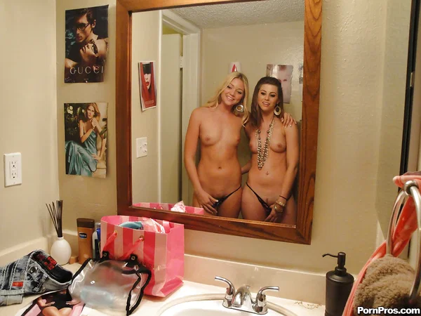 Real teen lesbians Brooke and Jessie slowly taking off their clothes  - Selfie, Lesbian, Teen, Reality, Glasses, Shorts, Tiny Tits, Ass, Bath, Panties  - Photo 15