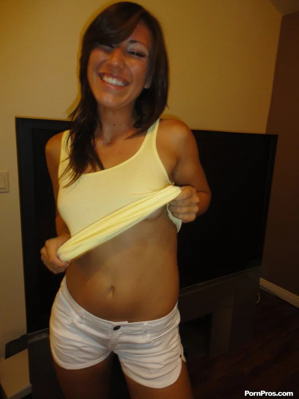 Sexy brunette Rilynn shows off her perfect tits & tan lines in bedroom strip  - Cheating, Teen, Cute, Big Tits, Glasses, Non Nude, Pussy  - Photo 15