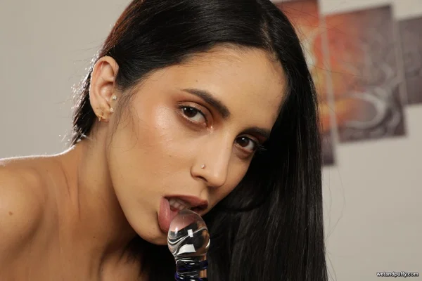 Pretty brunette Helen Star toys her shaved pussy up close in a hot solo  - Dildo, Masturbation, Close Up, Big Clit, Spreading, Non Nude, Pussy, Skinny, Blowjob, Brunette  - Photo 15