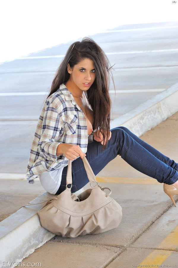 Beautiful babe Lilly shamelessly flashing her boobs and booty in public  - Jeans, Public, Sexy, Amateur, High Heels, Solo, Ass, Outdoor, Glasses, Pretty  - Photo 15