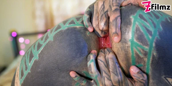 Tattooed girl Anuskatzz masturbates with a sex toy while bare naked  - Fetish, Tattoo, BDSM, Bondage, Piercing, Close Up, Dildo, Natural Tits, Spreading, White  - Photo 10