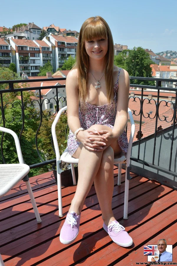 Blonde Portuguese girl Charlyse Bella fucks an old man in her casting scene  - Old Man, Upskirt, Clothed, Outdoor, Undressing, European, Amateur, Skirt, Natural Tits, Pussy  - Photo 3