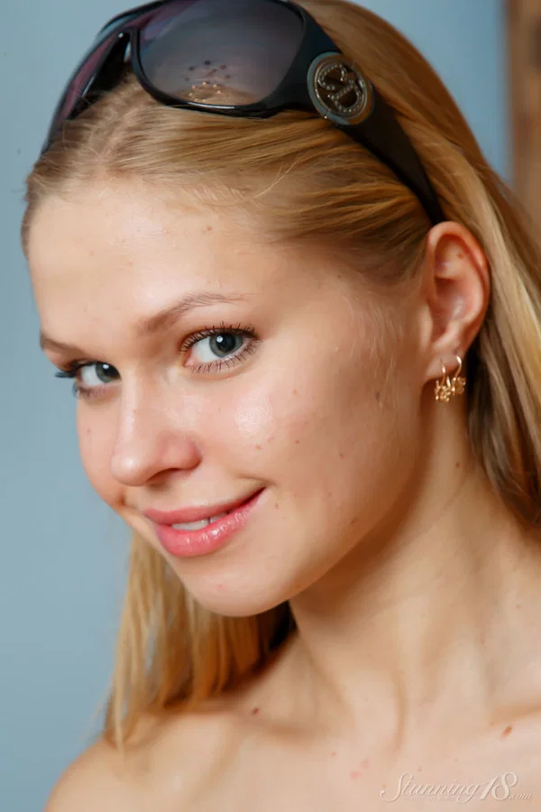 Blonde teen Ceres F removes her shades and dress to get naked in sandals  - Sandals, Solo, Face, Ass, Tiny Tits, Upskirt, Pussy, Glasses, Shaved, Teen  - Photo 16