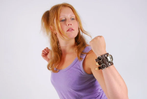 Natural redhead models a large cuff watch in a tank top and faded jeans  - Jeans, Amateur, Redhead, Clothed, Beautiful, Solo, Ass, PAWG, Babe, Non Nude  - Photo 11
